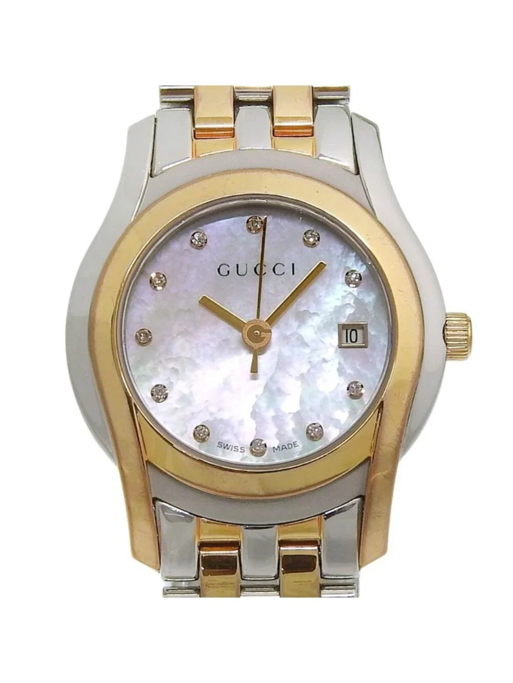 Gucci Class Stainless Steel Quartz Analog Display White Shell Dial Watch